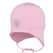 Dievčenská dojčenská zaväzovacia čiapka Srdiečko Sv. ružová RDX