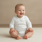 Zavinovacie body s vyhrnutým rukávom biela vzor obdĺžnik Babyservice