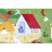 Puzzle dotykové senzorické Farma s rôznymi povrchmi 20 ks Janod