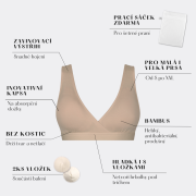 Dojčiaca podprsenka bambus Nuuma Nude s vyberateľnými vložkami + pracie vrecko Moniel