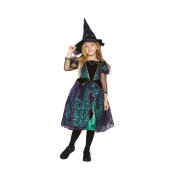 Kostým detský Čarodejnica zeleno-čierna veľ. 7-9 rokov Albi