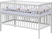 Detská postieľka s kompletnou výbavou biela 120 x 60 cm Zajačik šedý Scarlett