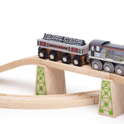 Dlhý vagónik s uhlím + 2 koľaje Bigjigs Rail