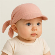 Detská letná mušelínová šatka so šiltom pink New Baby