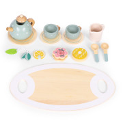 Drevená detská čajová sada s kanvicou a šálkami, 14 dielov