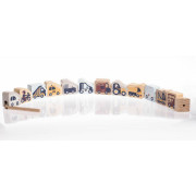 Navliekacie dopravné prostriedky - navliekací set - 13 drevených dielov a 8 predlôh Cubika