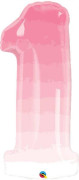 Číslice 1 ombre ružové 38"/96 cm fóliový balónik