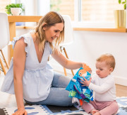 Penové puzzle, podložka Písmená, 10 ks, modrá/čierna/biela, BabyOno