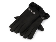 Dievčenské rukavice s kožušinou zateplené, dotykové