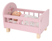 Postieľka pre bábiky drevená s perinkou Pink Little Dutch