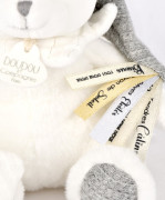 Darčeková sada Plyšový medvedík s úchytom na cumlík a dečkou šedý 20 cm Doudou