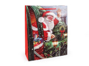 Vianočná darčeková taška s glitrami 32 x 26 x 10 cm Santa 2