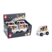 Drevené auto na tlačenie Cross roads Janod Pickup šedé