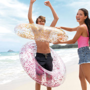 Kruh plávací flitrový ružová