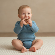 Zavinovacie body s vyhrnutým rukávom modré vzor obdĺžnik Babyservice