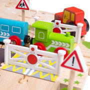 Drevená vláčikodráha s vidieckou cestou 80 dielov Bigjigs Rail