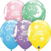 Balóniky potlač Babyshower mesiac a hviezdy 11"/28 - 6 ks