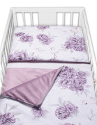 3-dielna sada Mantinel s obliečkami, bavlna/velvet, Plameniak - slivkový