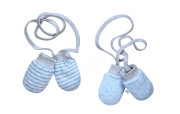 Rukavičky pre novorodencov so šnúrkou a úpletom Modré Baby Service