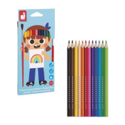 Colorino Akvarelové farebné pastelky a štetec 12 farieb Janod