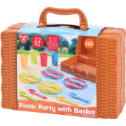 Piknikový košík so sadou riadu plast 22 ks