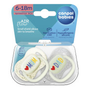 Cumlík svietiaci silikónový symetrický Love Mum & Dad 6 - 18 m, 2 ks Canpol babies