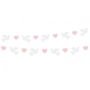 Girlanda papierová hrdličky - ružové srdce 150 cm