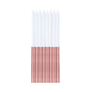 Sviečky 16 ks rose gold/biela 14,5 cm