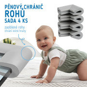 Ochrana rohov a hrán skleneného nábytku šedá penová, súprava 4 ks Sipo