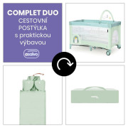 Complet duo cestovná postieľka s druhým dňom a hrazdičkou Asalvo