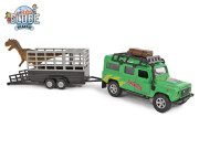 Land Rover kov na spätný chod s prívesom a dinosaurom Kids Globe Traffic