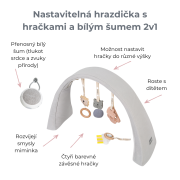 Nastaviteľná hrazdička s hračkami a bielym šumom 2 v 1 Sleepee