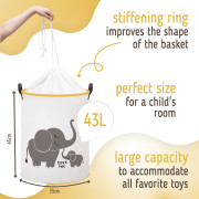 Kôš na hračky bavlnený uzatvárateľný 43 l Sipo