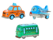 Vozidlo veselé 7cm kov na spätný chod 3 ks 18 m+