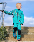 Softshellové nohavice detské Medvede tyrkysové Wamu