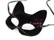 Karnevalová maska ​​- škraboška zamatová s glitrami mačka