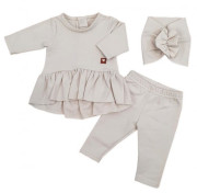 Bavlnená svetlo béžová súprava 3dielna - tunika, legíny, turban Z&Z