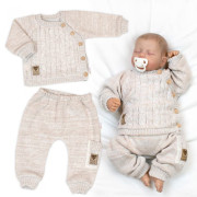 Rastúci pletený svetrík a nohavice s vreckom Hand Made Nature béžový Baby Nellys