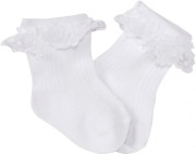 Bavlnené ponožky s čipkovým volánikom Baby Nellys, biele