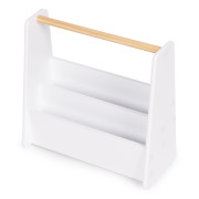 Detský Montessori biely regál na knihy, knihovnička a organizér, 3 police