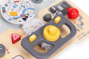 Montessori manipulačná doska pre deti - drevený panel s volantom a prepínačmi