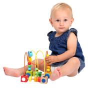 Labyrint s korálkami drevený 16 cm