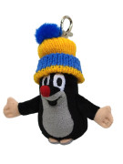 Krtko 10 cm plyšový prívesok na karabinke čiapka