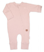 Rastúci rebrovaný overálok, čiapočka a topánočky Nature - ružová Baby Nellys