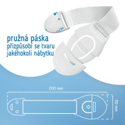 Bezpečnostný zámok (opasok) na skrinky a zásvuky, sada 10 ks textilná-biela Sipo