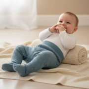 Polodupačky vzor obdĺžniky modrá Baby Service