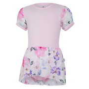 Body šaty tenké s krátkym rukávom Outlast® ružové baby/kytky Little Angel