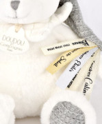 Darčeková sada Plyšový medvedík s úchytom na cumlík a dečkou šedý 20 cm Doudou