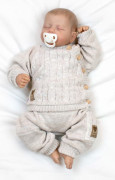 Rastúci pletený svetrík a nohavice s vreckom Hand Made Nature béžový Baby Nellys