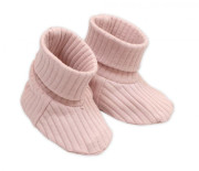 Rastúci rebrovaný overálok, čiapočka a topánočky Nature - ružová Baby Nellys